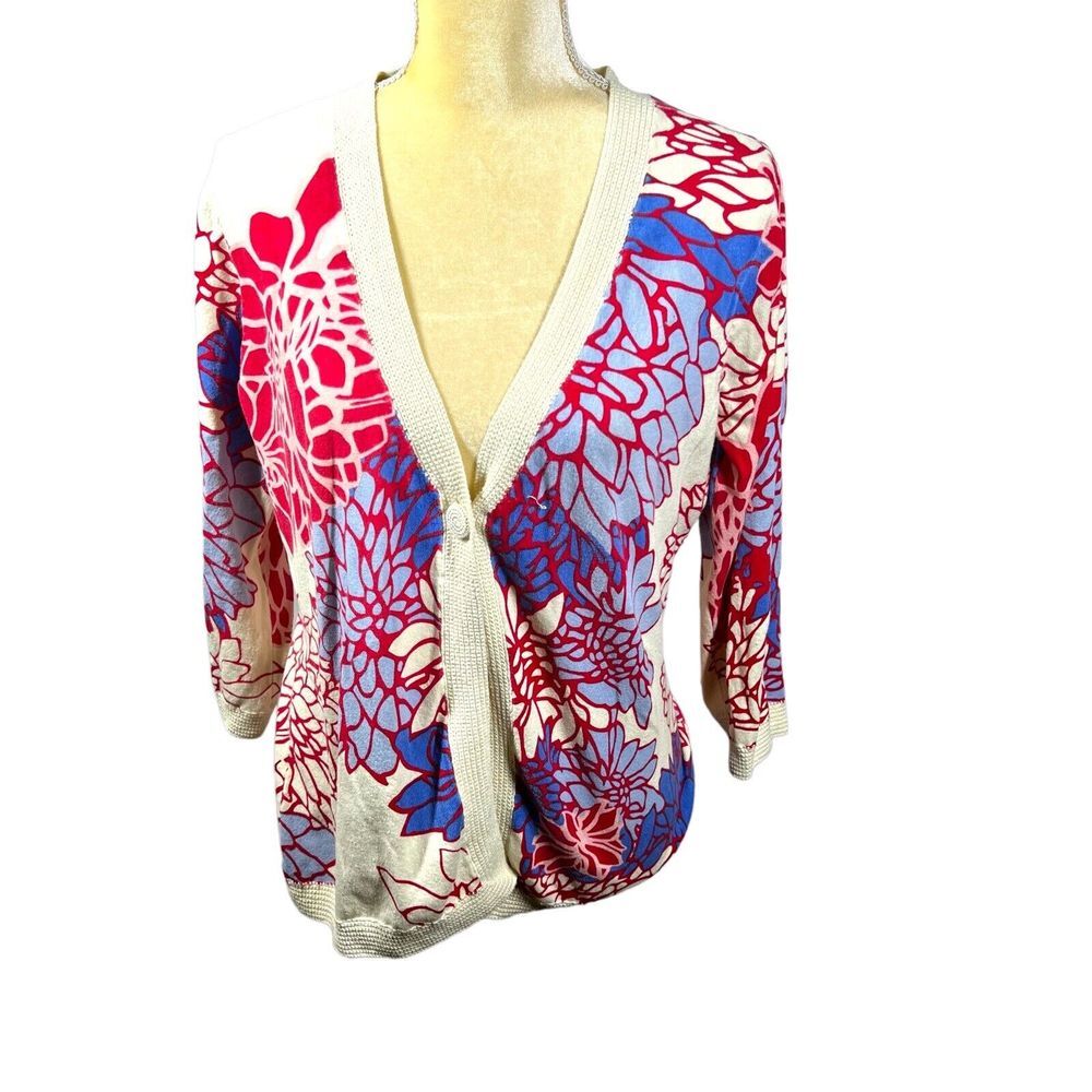Norm Thompson Multicolor Floral‎ Light Weight Cardigan Size S